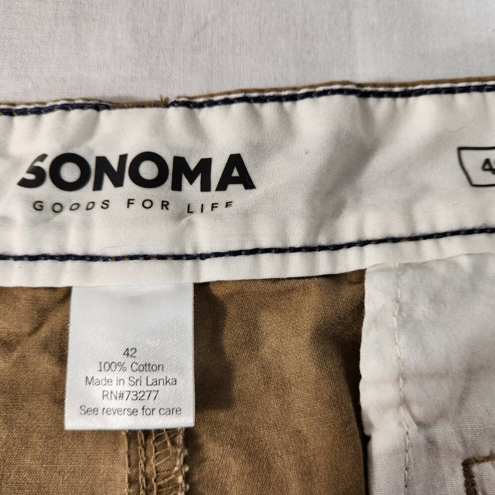 Sonoma Mens Cotton Cargo Shorts (True Size 41) 10 In Inseam Flat Front Brown EUC - Picture 8 of 10